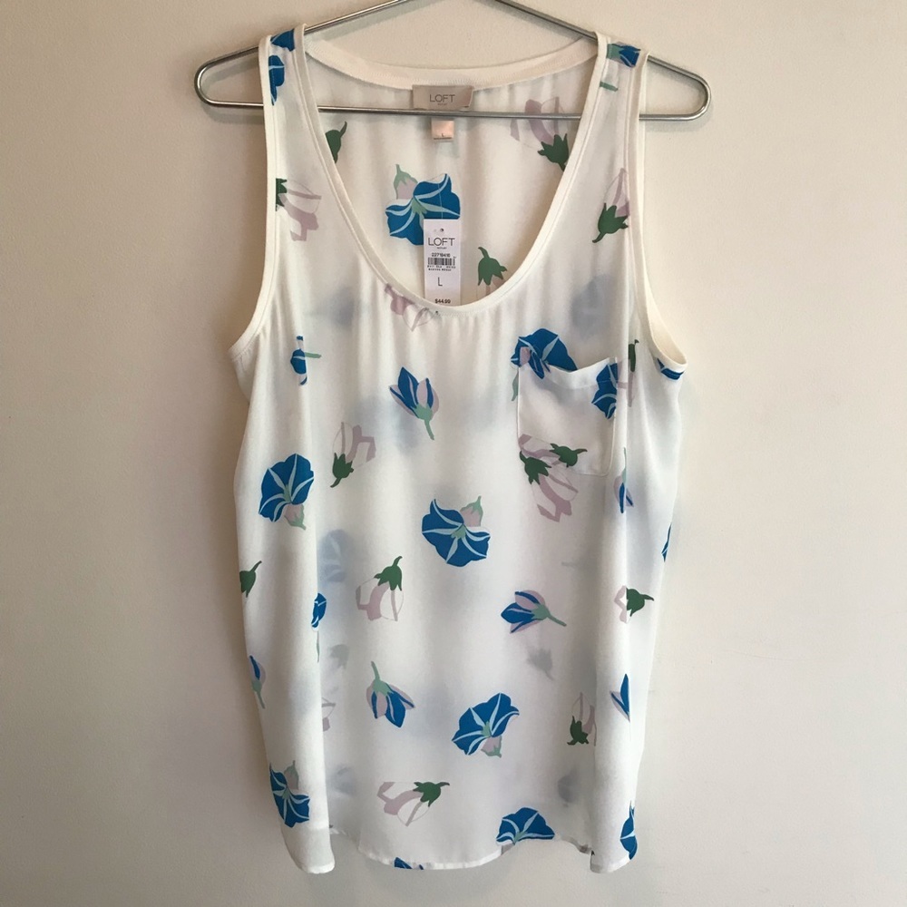 Loft Outlet | Off-White Floral Tank | NWT